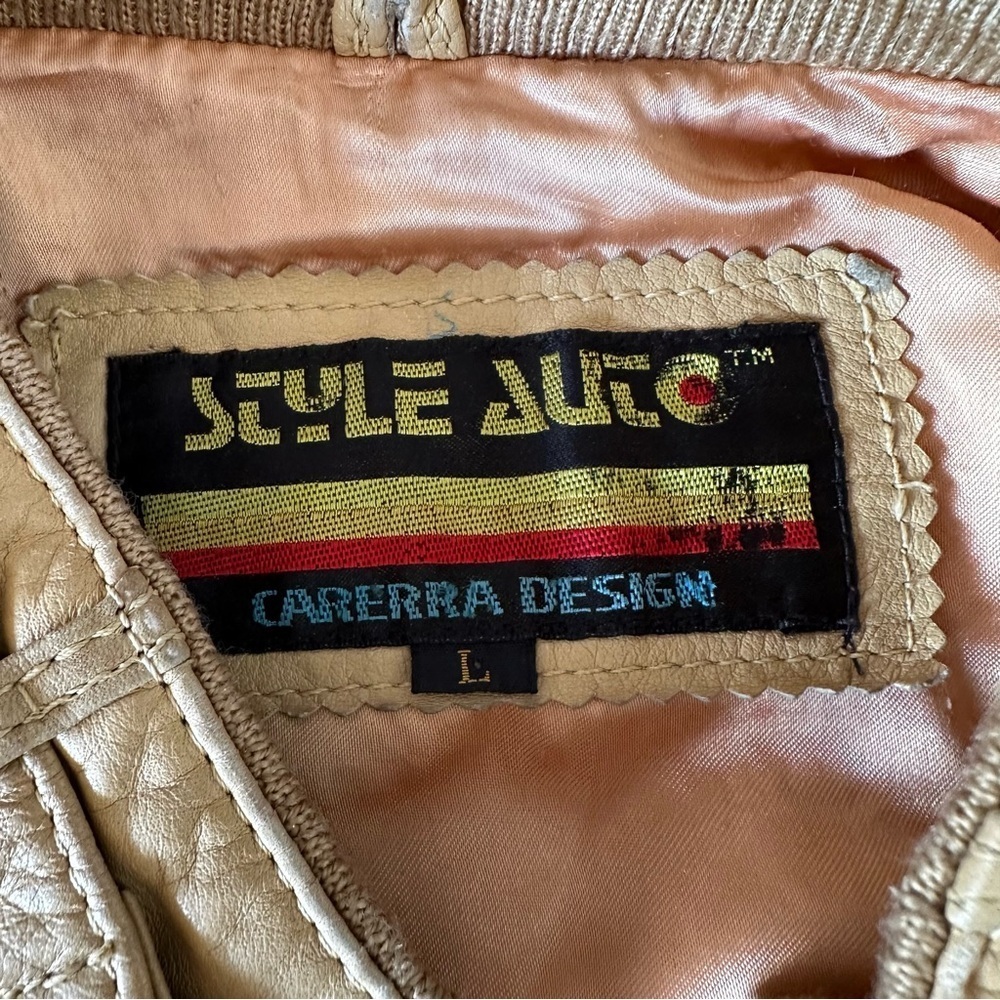 Vintage Leather Style Auto Carerra Design Jacket size L - Picture 9 of 11